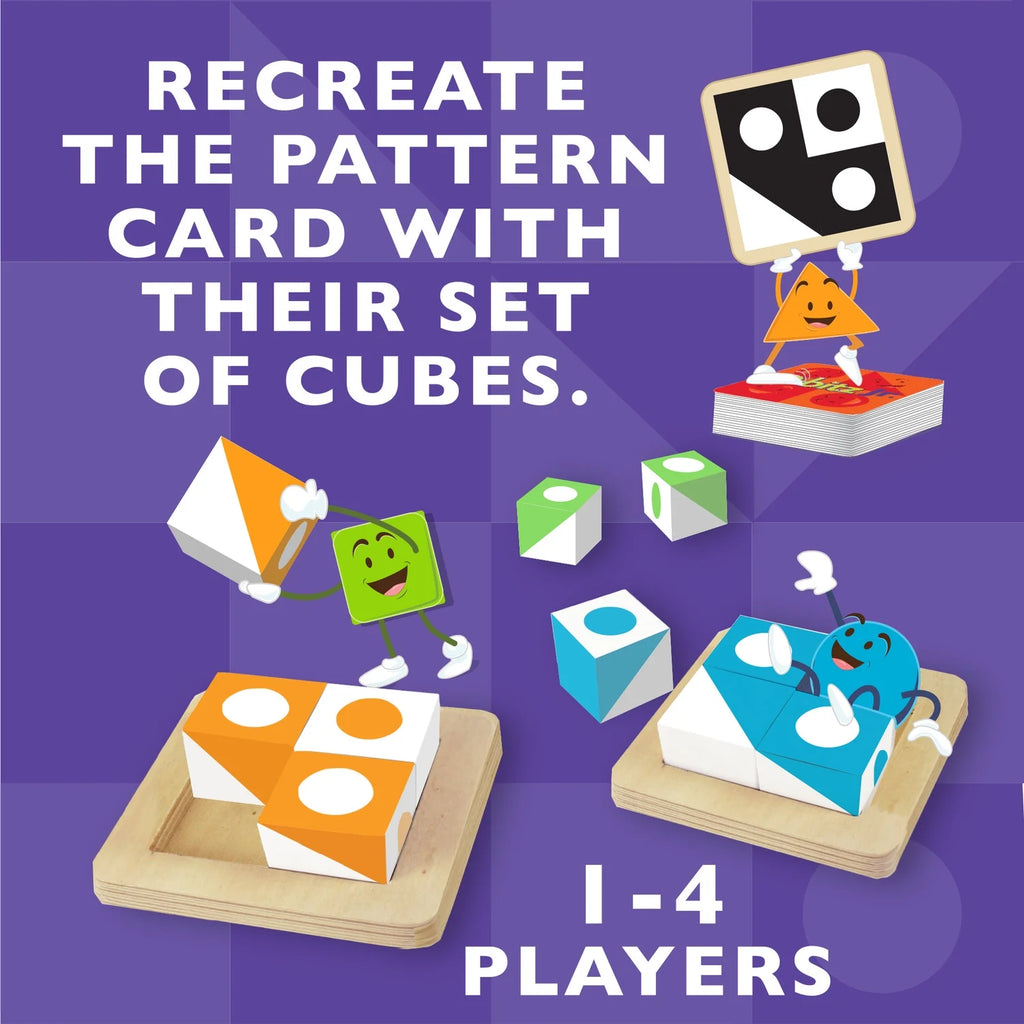 Q-bitz Jr. Game - 60 Pattern Cards, 4 Wooden Cube & Tray Sets X614671