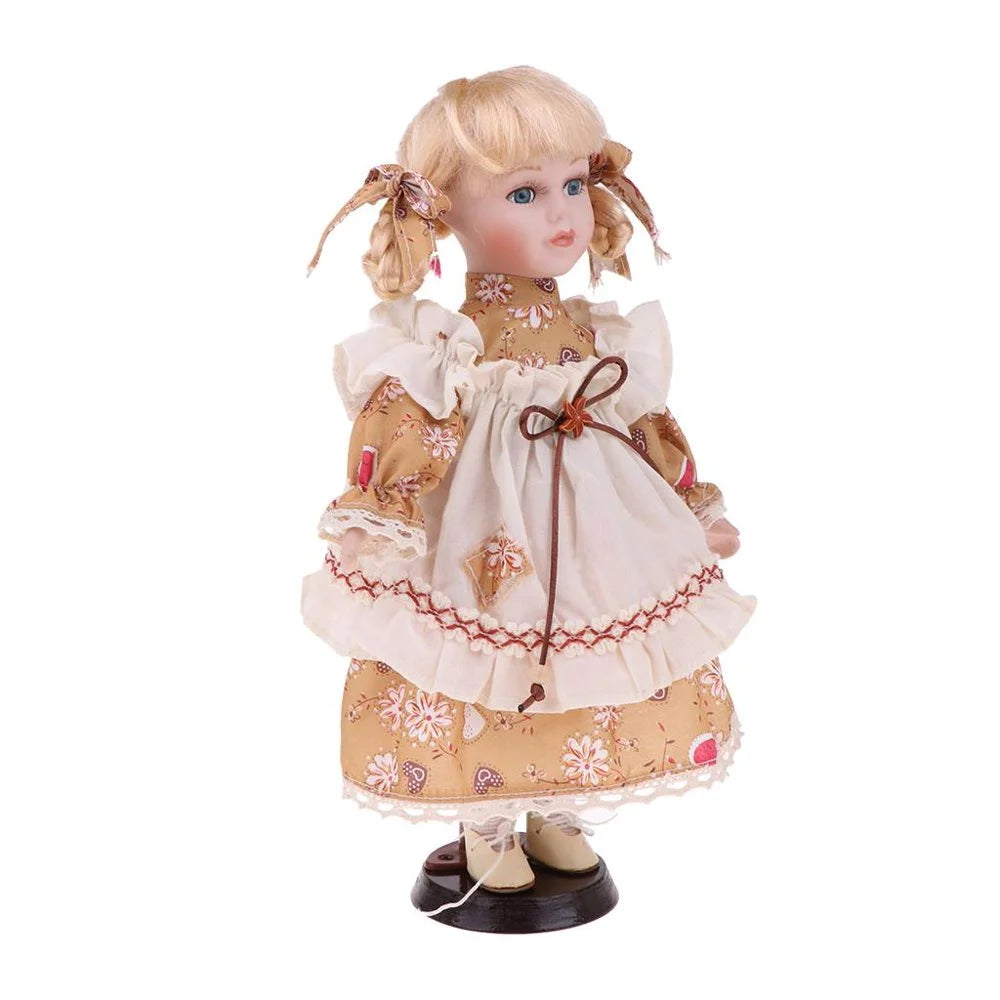30cm Porcelain Doll Girl Figures with Stand S4934