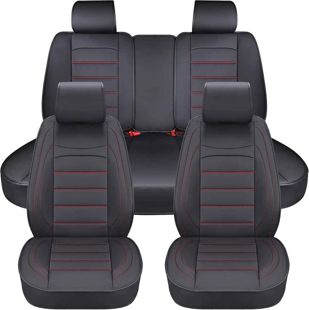 Black 2Pcs Waterproof Leatherette Car Seat Covers I467412