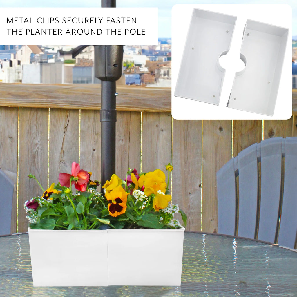 White Square Umbrella Planter I27908