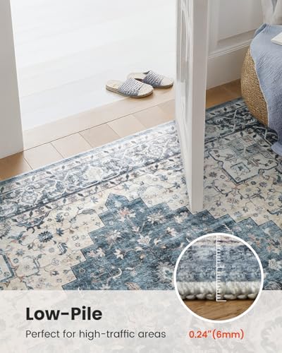 8x10 Washable Low-Profile Area Rug with Non-Slip Backing K7413