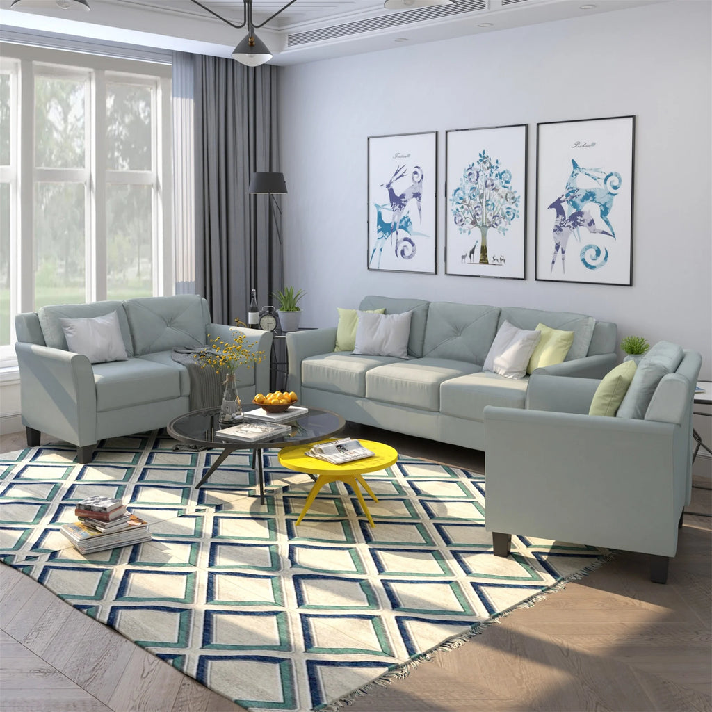 Gray Button Tufted Sofa Set (Set of 3) E81962