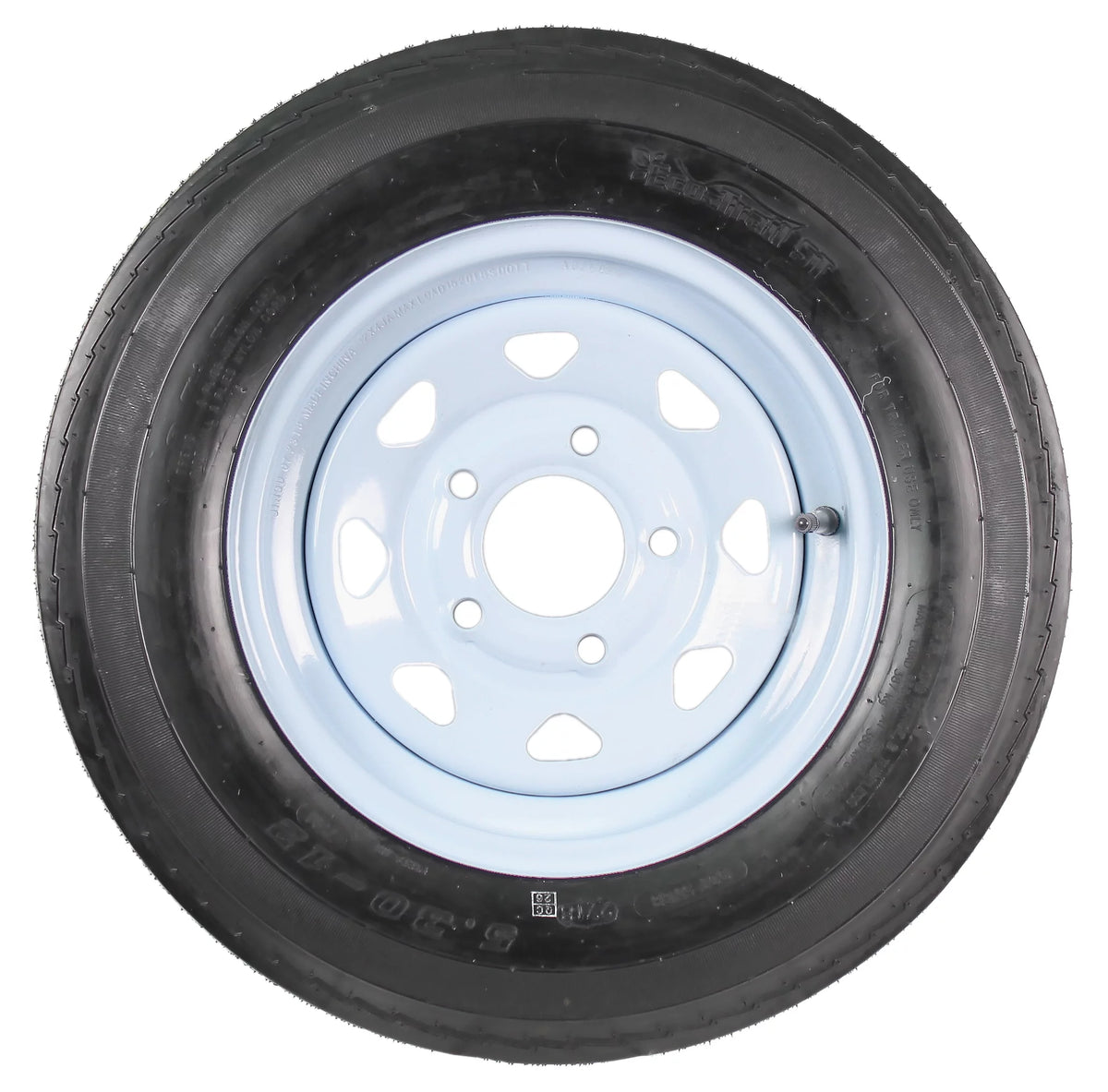 Two Trailer Tires On Rims 5.30-12 5 Hole White Spoke M213