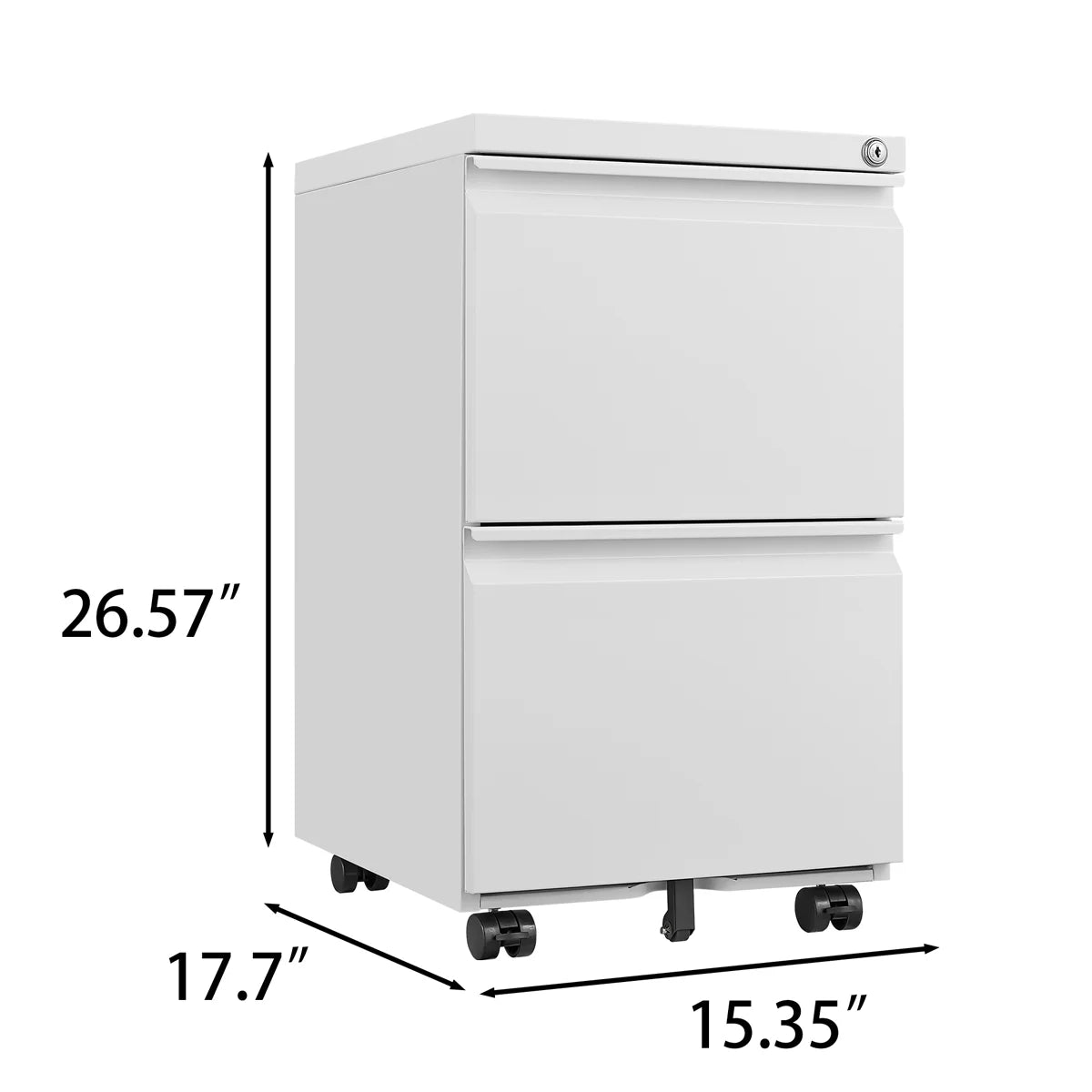 Black 2 Drawer Metal Mobile File Cabinet with Lock W179