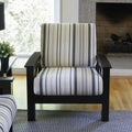 Brown Black Stripe Arm Chair with Exposed Wood Frame X893