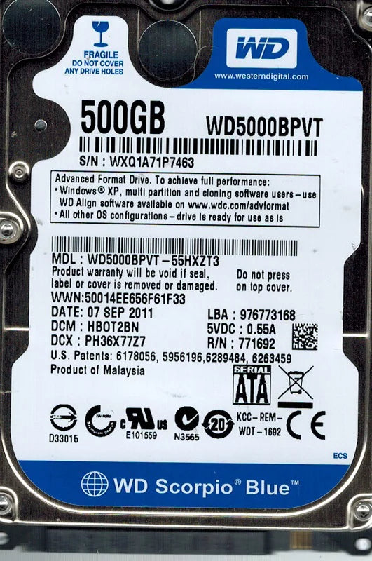 500GB Hard Drive P84672