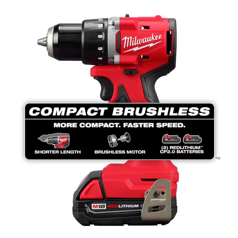 18-Volt Lithium-Ion Brushless Cordless 1/2 in. Compact Drill/Driver Kit with 2 Gal. Cordless Wet/Dry Vacuum Q3846