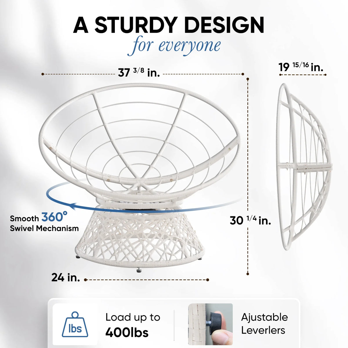 360 Swivel Papasan Chair with Fabric Cushion N43719