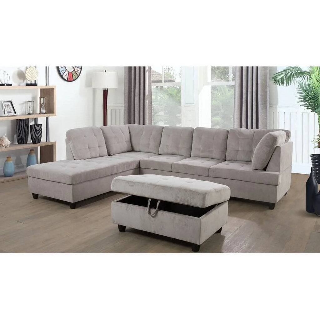 Gray Left Hand Facing Sectional with Ottoman G450503