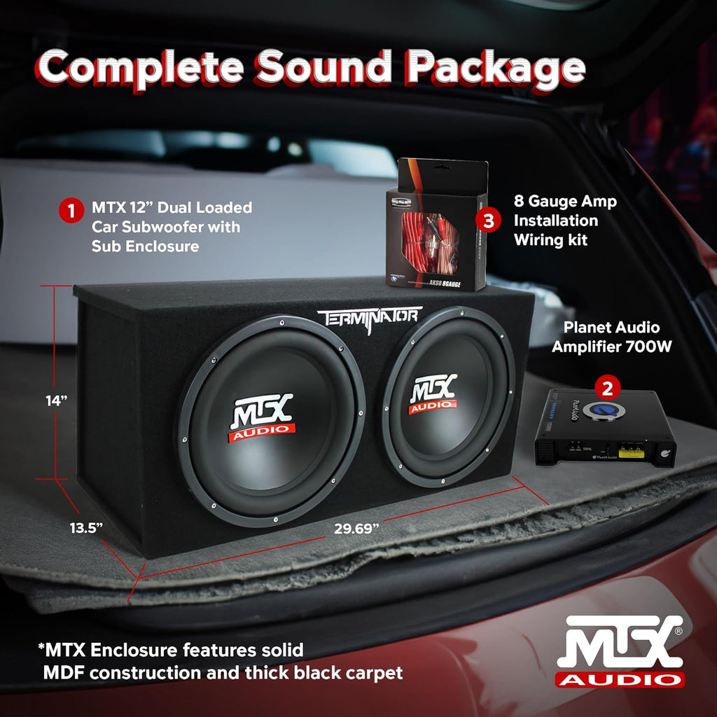 12" 1200 Watt 4 Ohm Dual Loaded Car Audio Subwoofer Package with Sub Enclosure B926