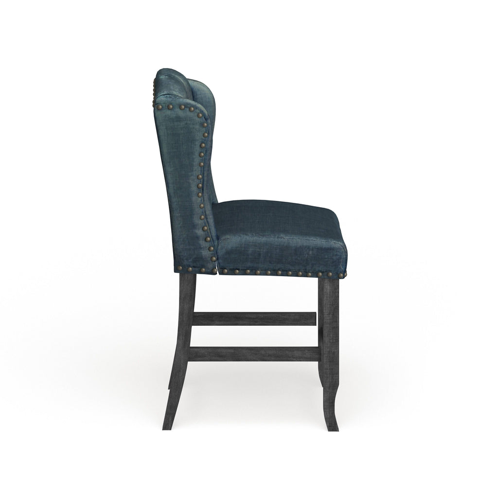 Dark Blue Counter Height Stool Set of 2 A4397