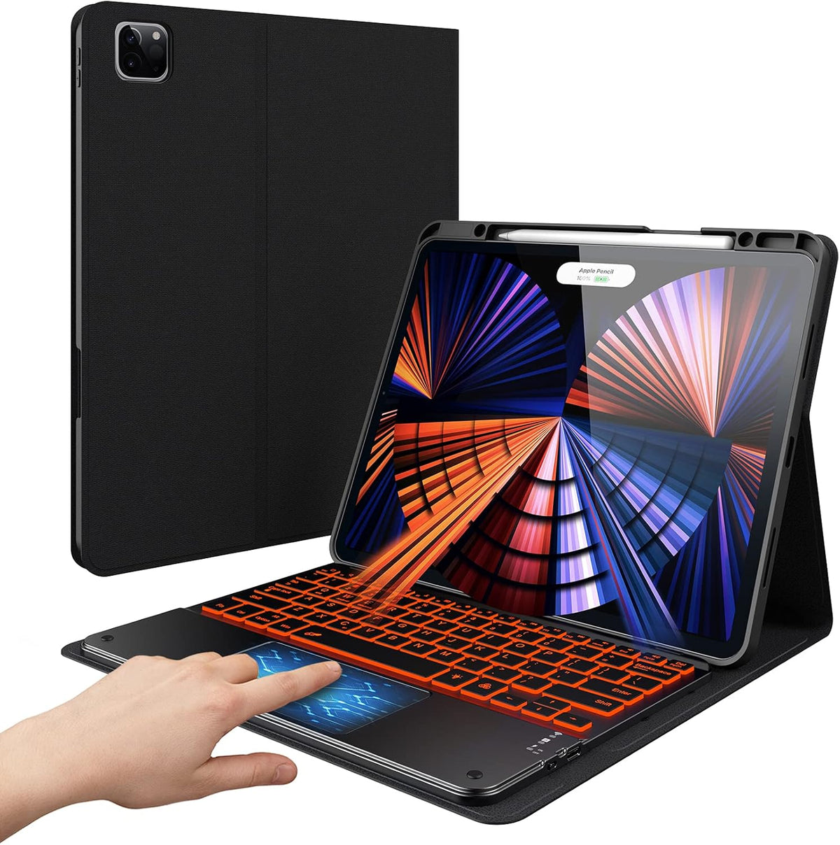 Black Leather Folio Keyboard Case for 12.9-inch iPad Pro O900