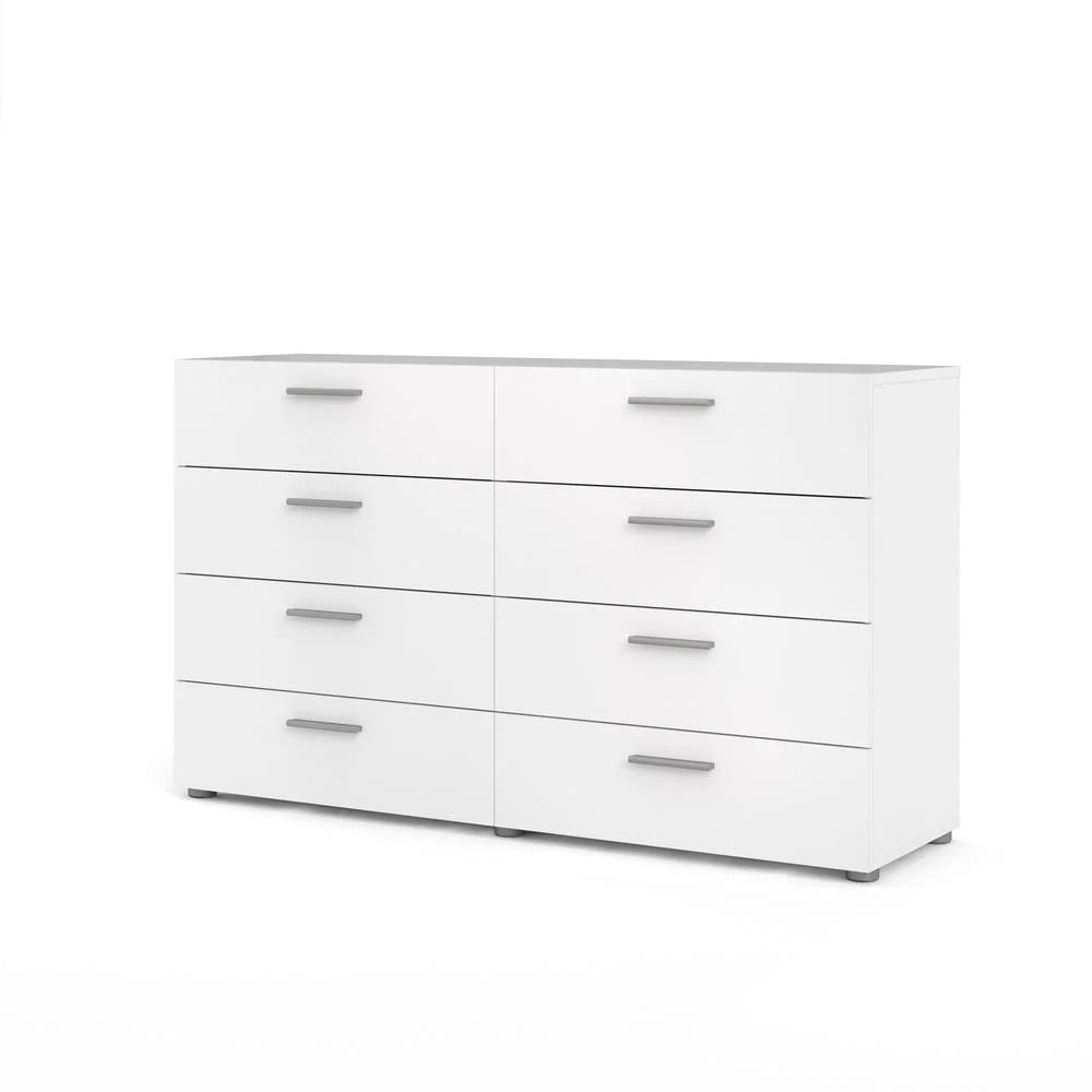 White 8 Drawer Double Dresser D119