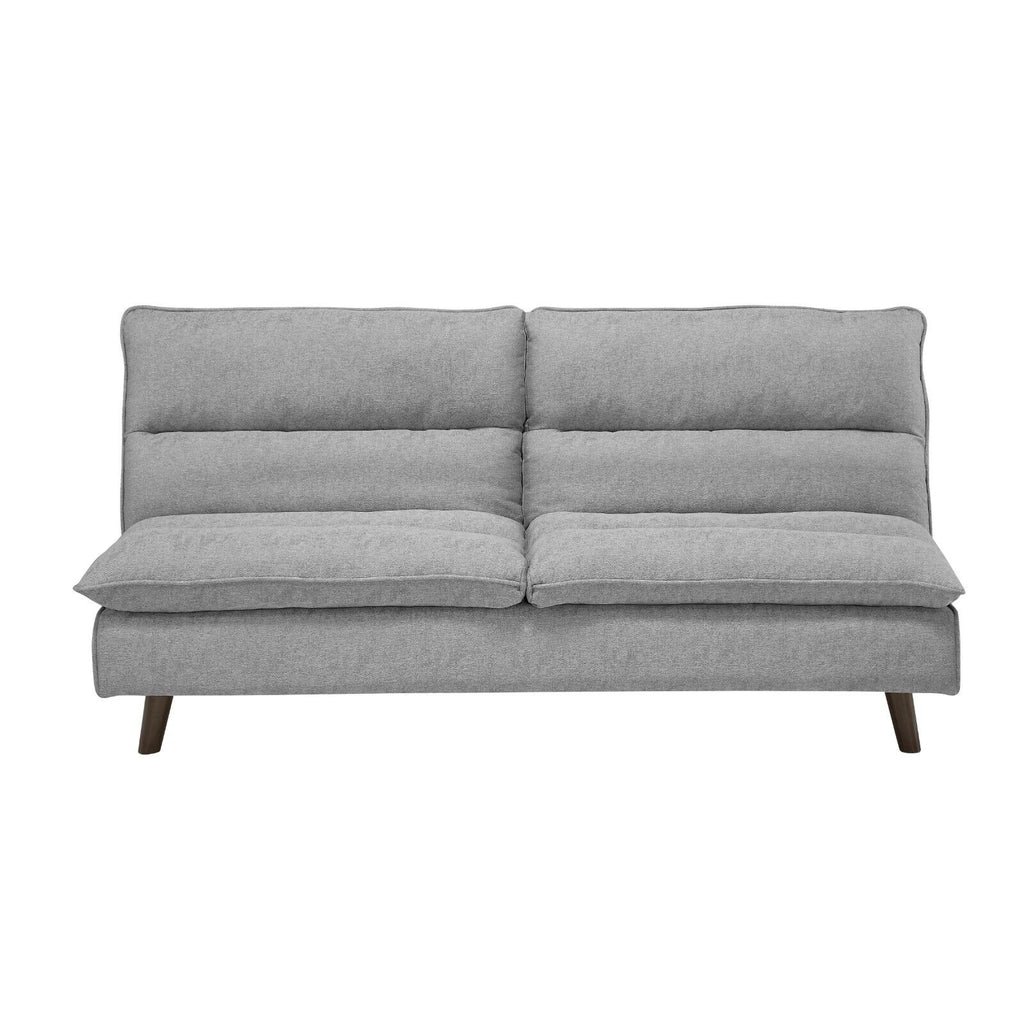 Grey Textured Fabric Convertible Sofa with Wooden Legs Y83661