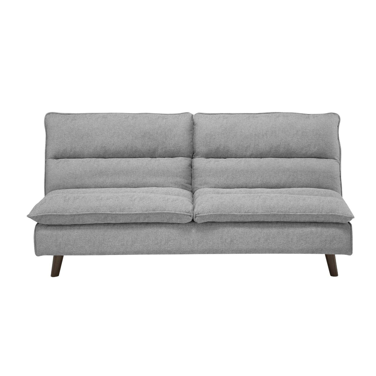 Grey Textured Fabric Convertible Sofa with Wooden Legs Y83661