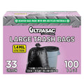 33 Gallon Heavy Duty Black Plastic Trash Bags with Ties 100 Pack V104549