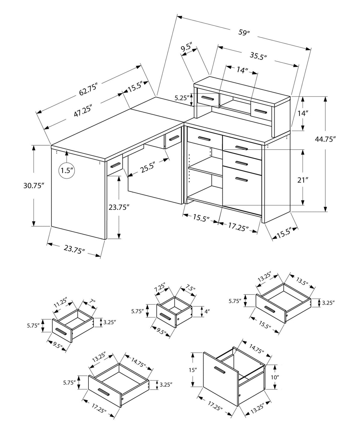 Grey Reclaimed Wood Computer Desk V728832