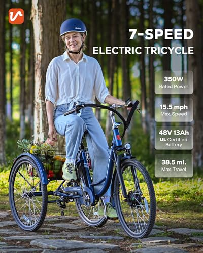 Electric Trike, 7 Speed, 48V 13Ah Battery, Front Suspension, 350W Motor, 24 26 inch Dual Chain P89243