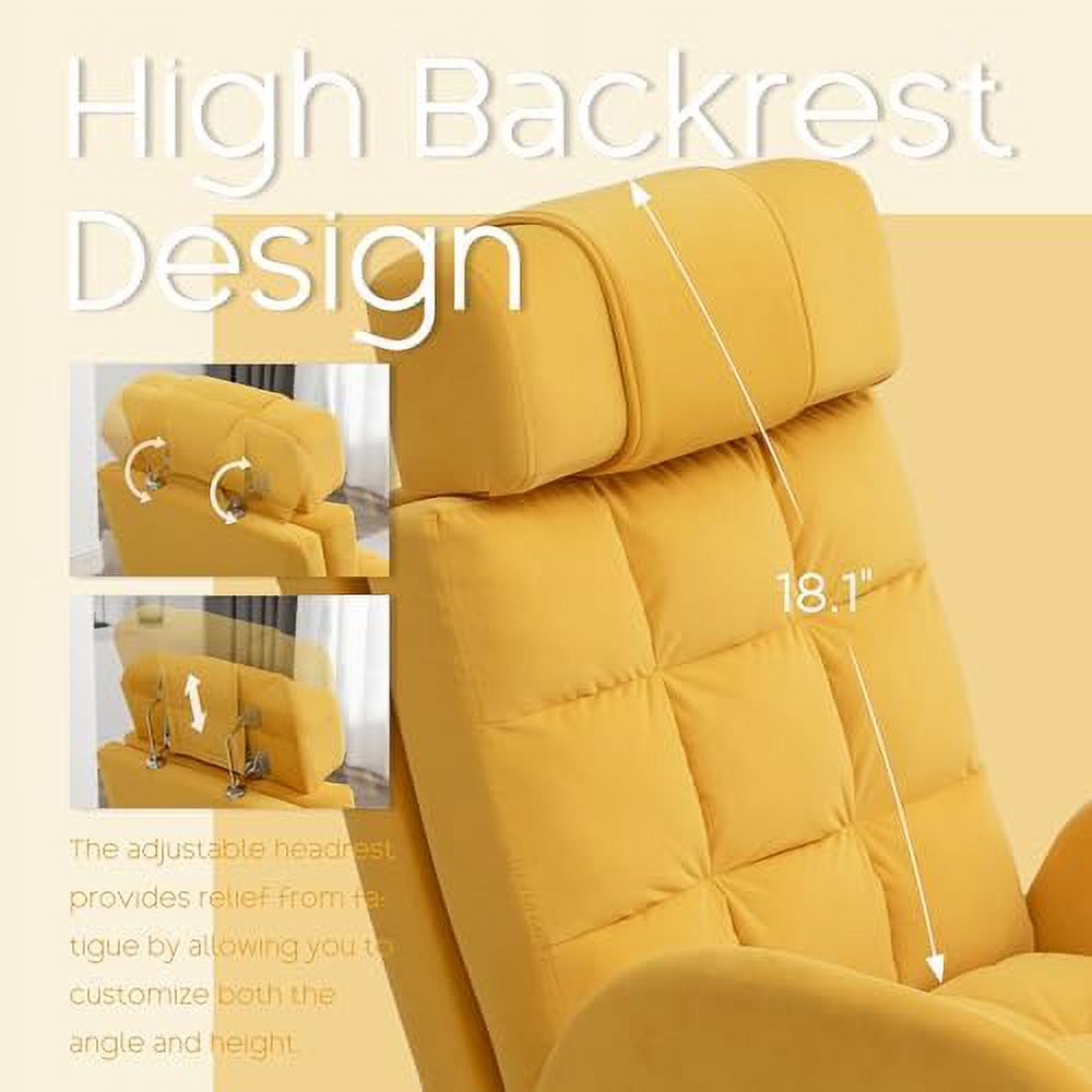 Yellow Velvet Accent Chair with Ottoman U5943