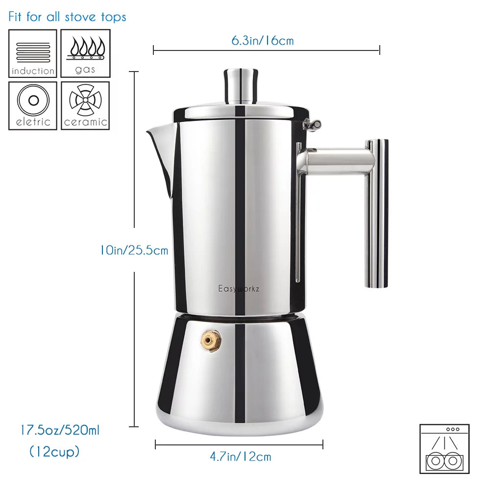 12 Cup Stainless Steel Stovetop Espresso Maker Q384895