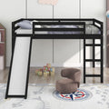 Solid Wood Full Size Low Loft Bed with Slide C6538