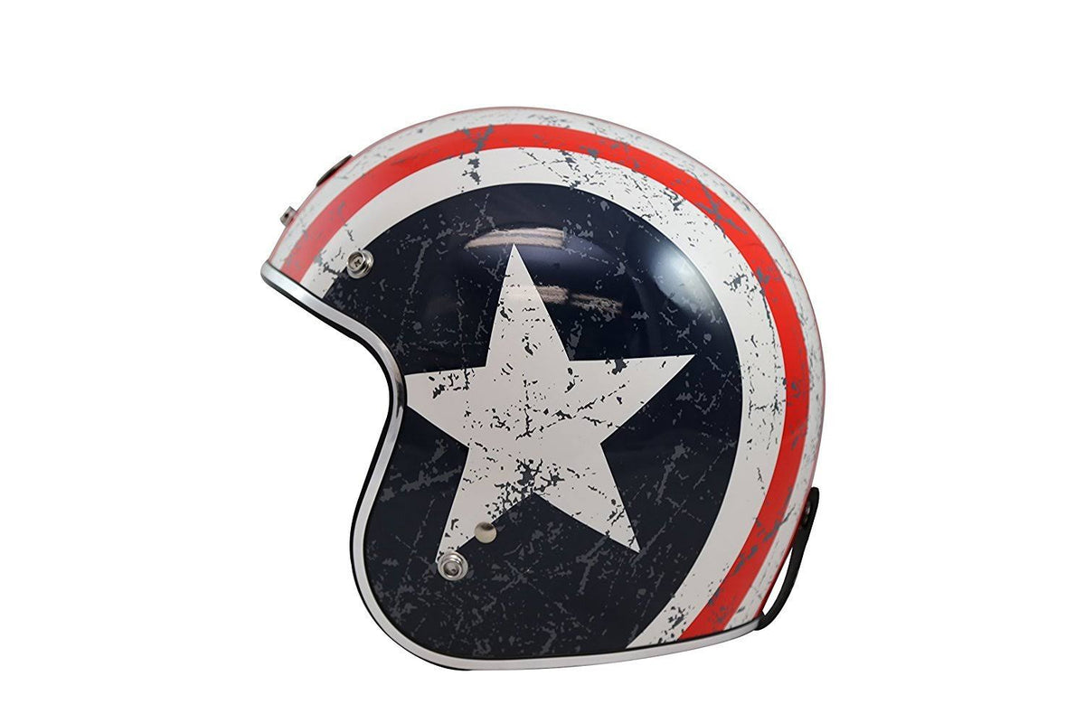 3/4 Helmet with Rebel Star Graphic (White, Medium) Y83398