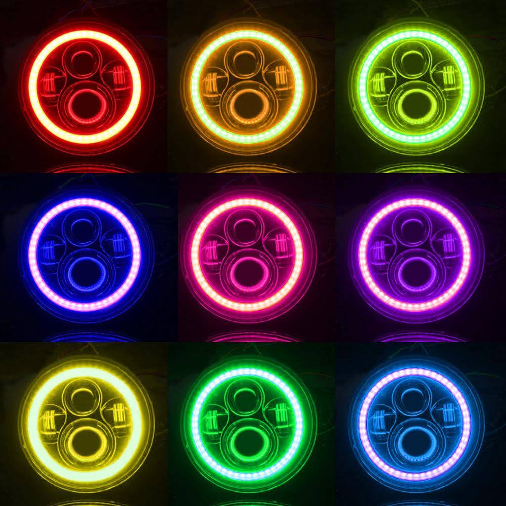 RGB Halo Headlights and Fog Lights Combo for Jeep Wrangler JK A64723