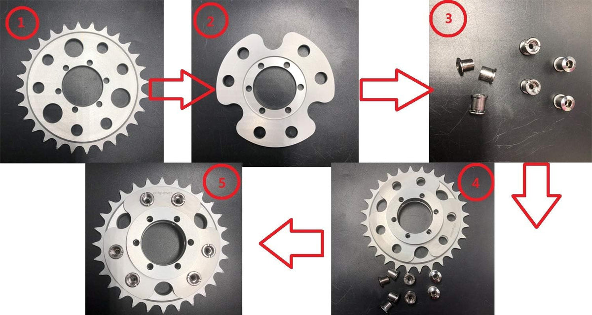 Disc Brake Rotor Adapter and 28T Sprocket for Gas Motorized Bicycle Pack of 2 A30686