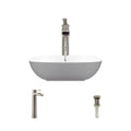 Square Vessel Sink with Brushed Nickel Pop-Up Drain A122