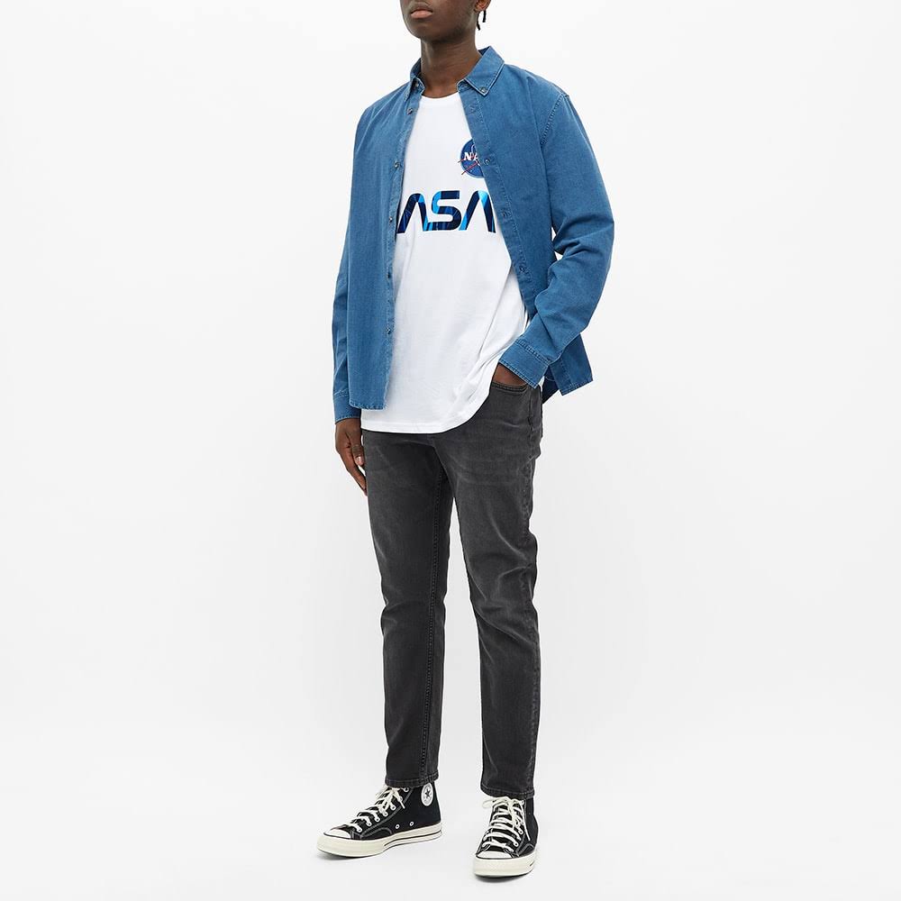 White & Blue Reflective Cotton Tee W277