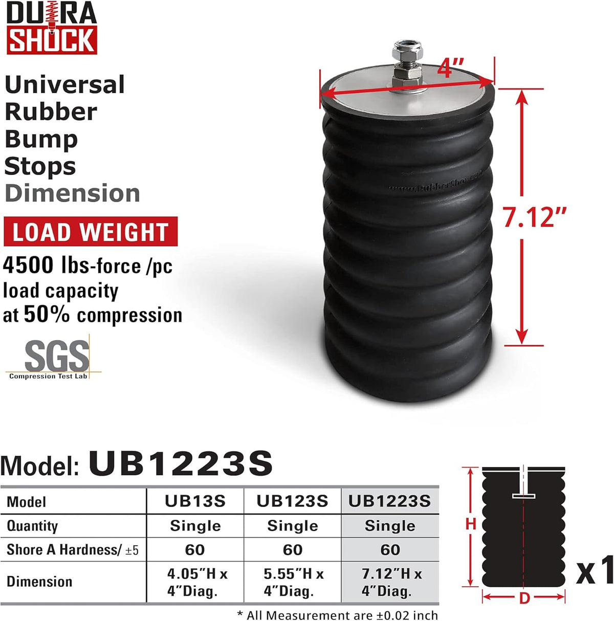 7" Universal Rubber Bump Stop for Truck and RV Suspension H6429