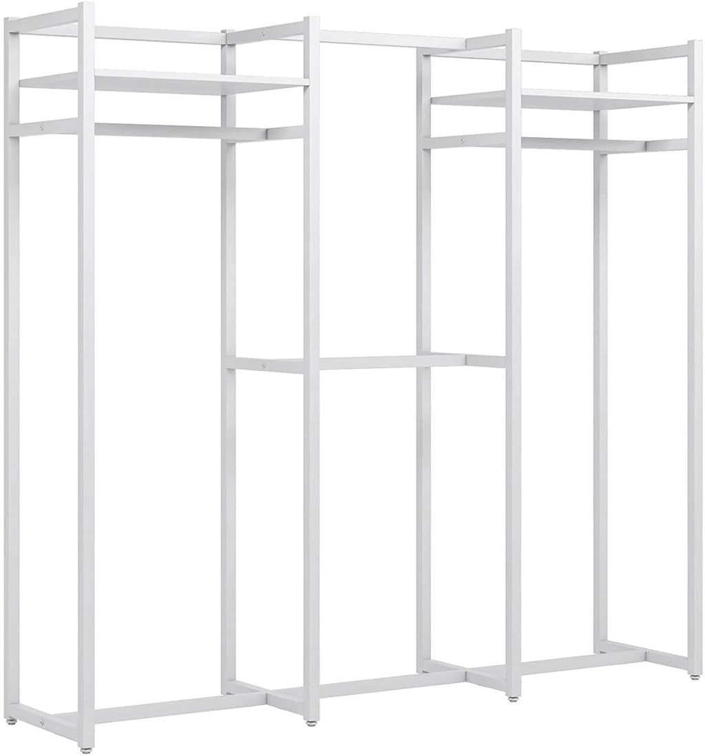 Heavy Duty Free Standing Clothes Rack with Shelves and Hanging Rod O570