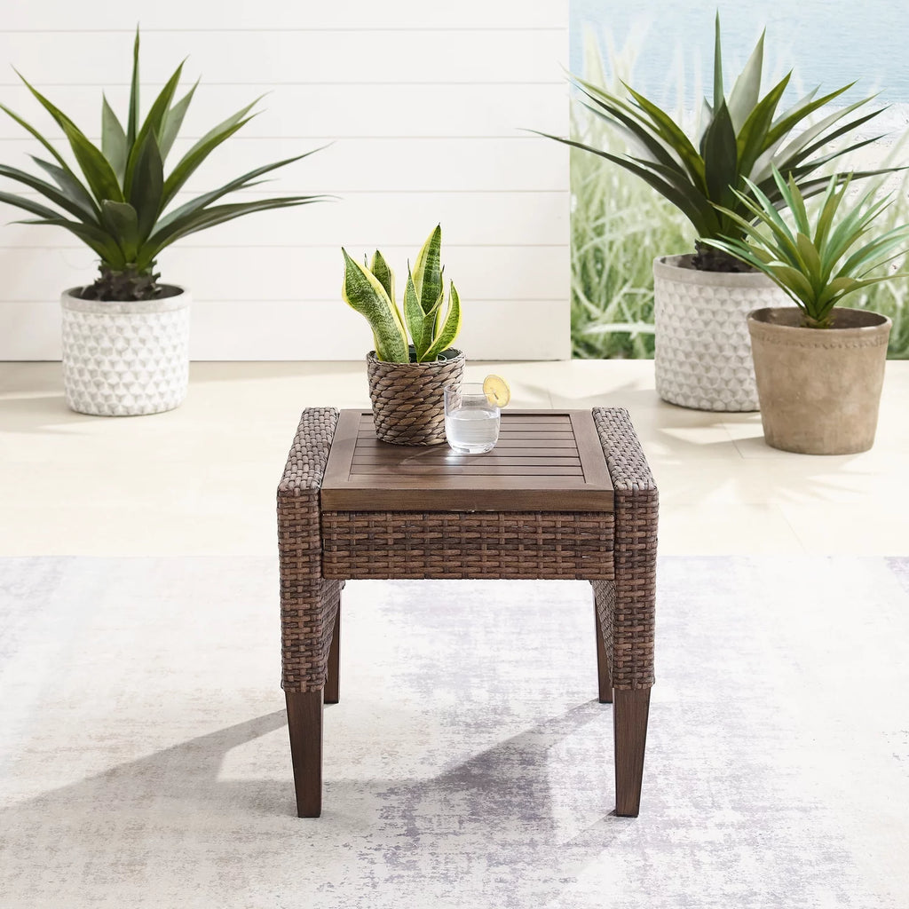 Brown Wicker Side Table N317
