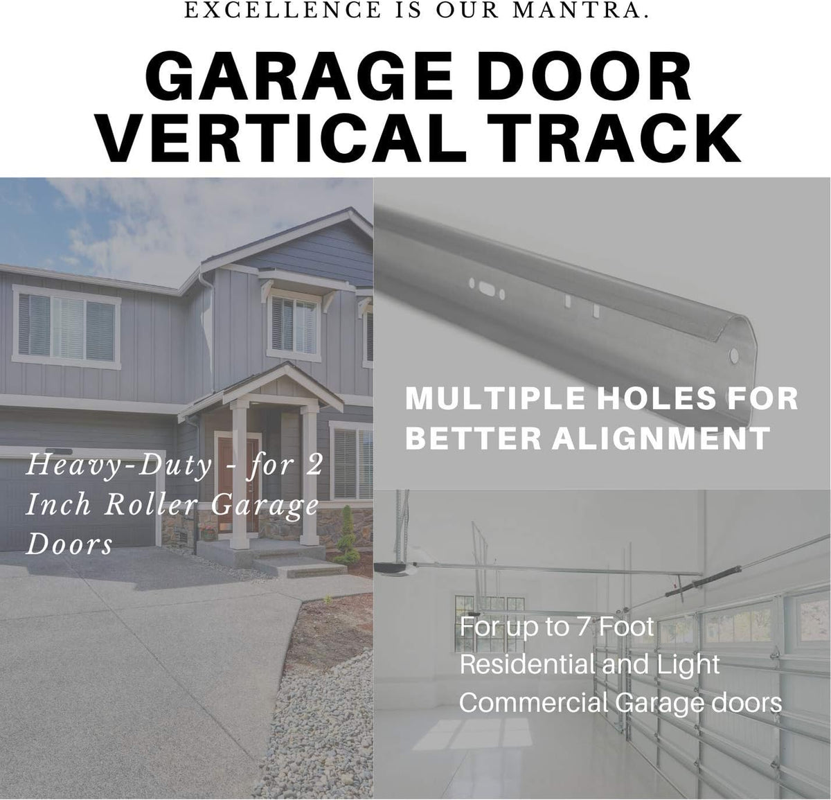 Set of Left and Right Galvanized Steel Garage Door Vertical Track for 7 Foot Tall J15367