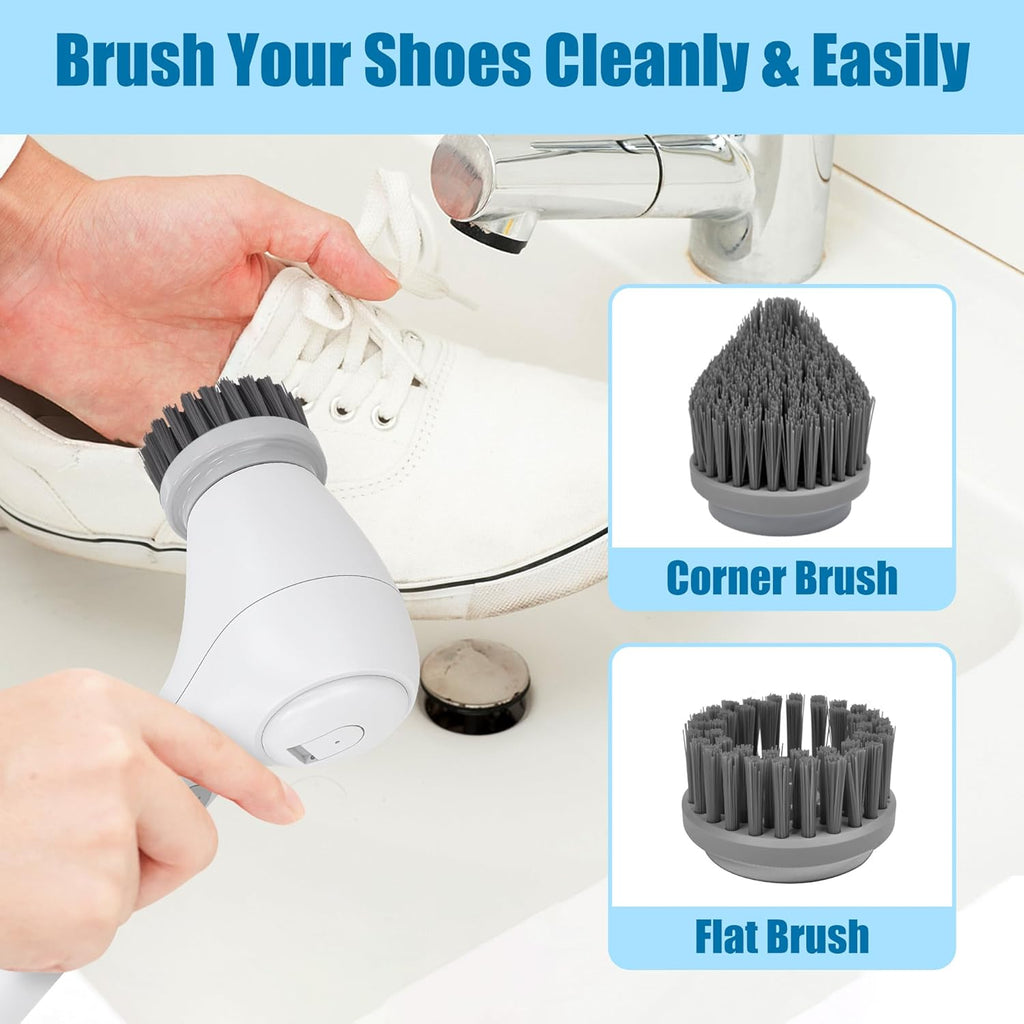 Cordless Electric Cleaning Brush with 4 Replaceable Brush Heads F6709