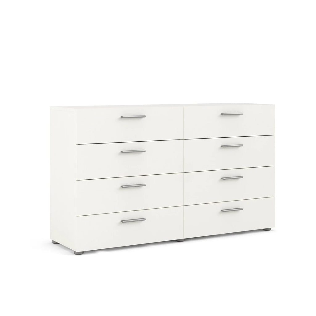 White 8 Drawer Double Dresser D119