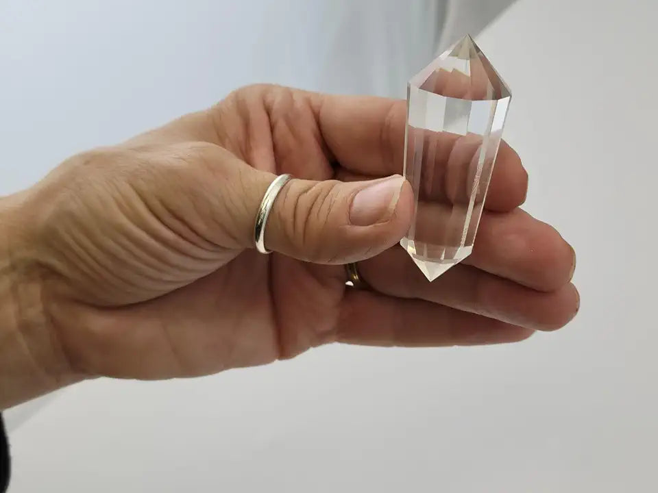 12 Sided Hand-Cut Natural Himalayan Quartz Crystal J65594