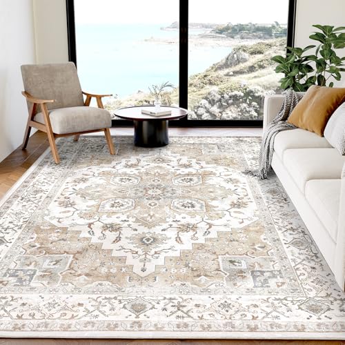 8x10 Washable Low-Profile Area Rug with Non-Slip Backing K7413