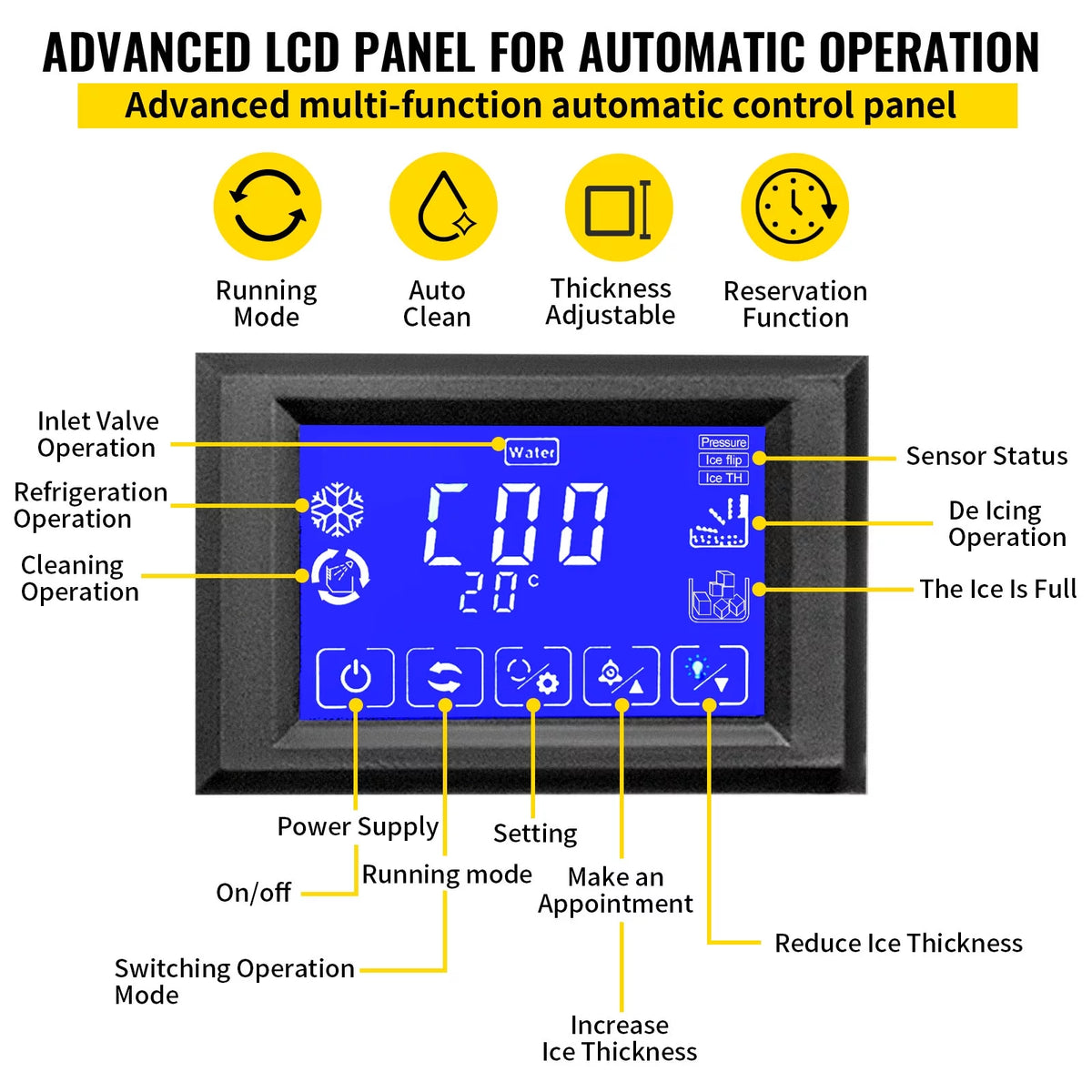 Commercial Ice Maker 132lbs/24h Stainless Steel B709328