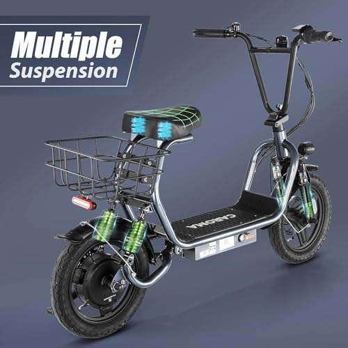 500W/800W/1200W Electric Scooter with Seat, 14" Fat Tire, Foldable Electric Scooter E80927