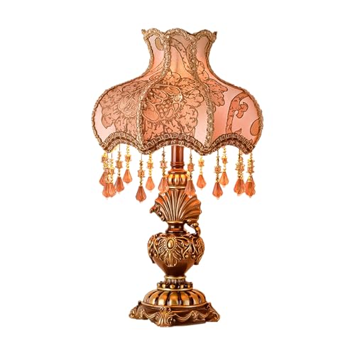 Antique Victorian Floral Table Lamp Fabric Lampshade Resin Base K126333