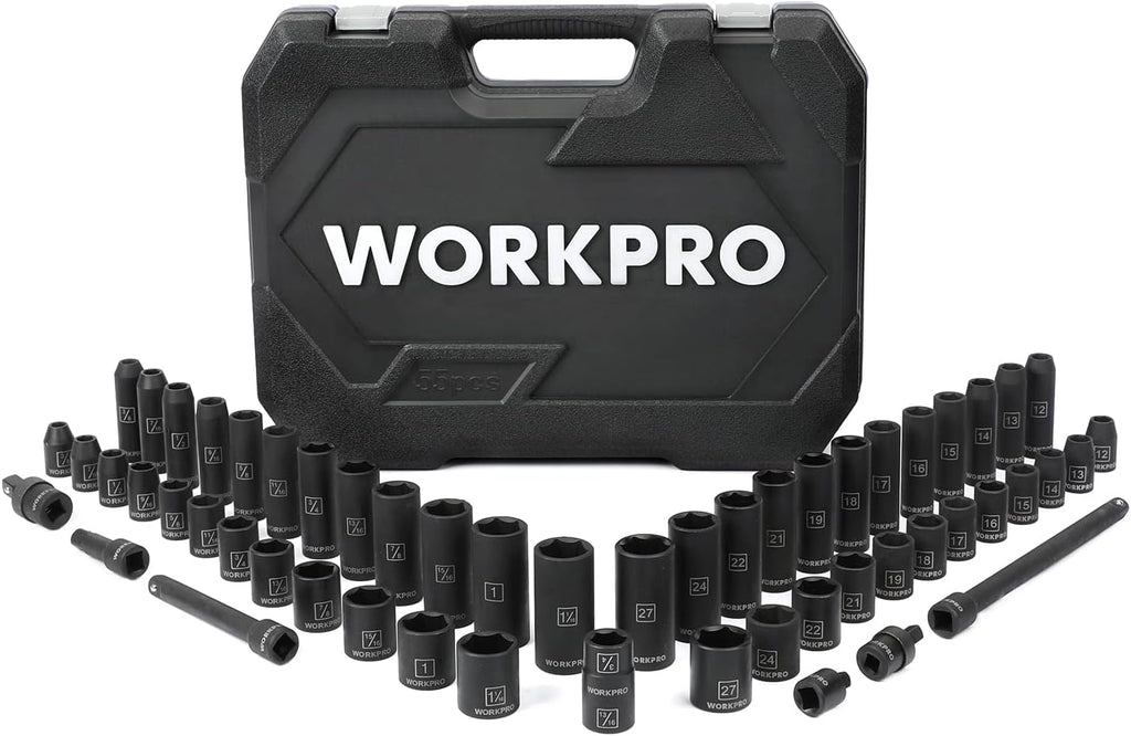 1/2 Drive 55-Piece Impact Socket Set with Extension Bars X93980