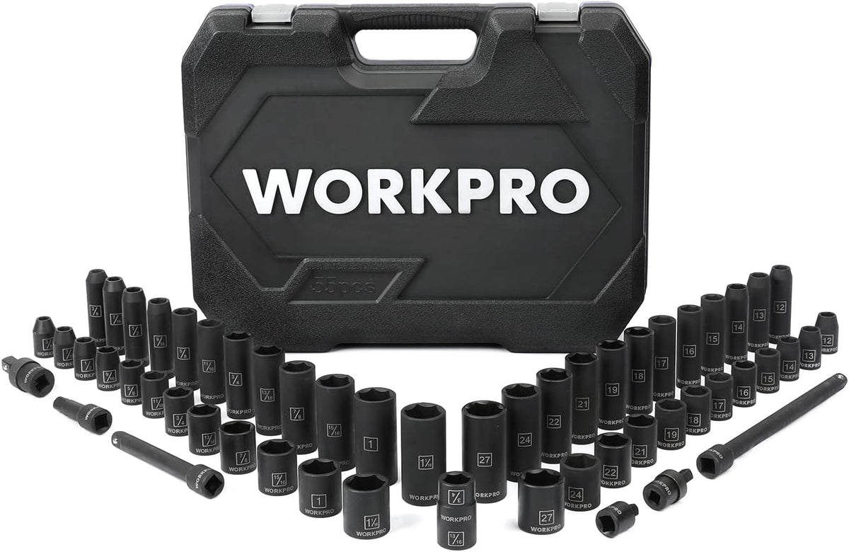 1/2 Drive 55-Piece Impact Socket Set with Extension Bars X93980