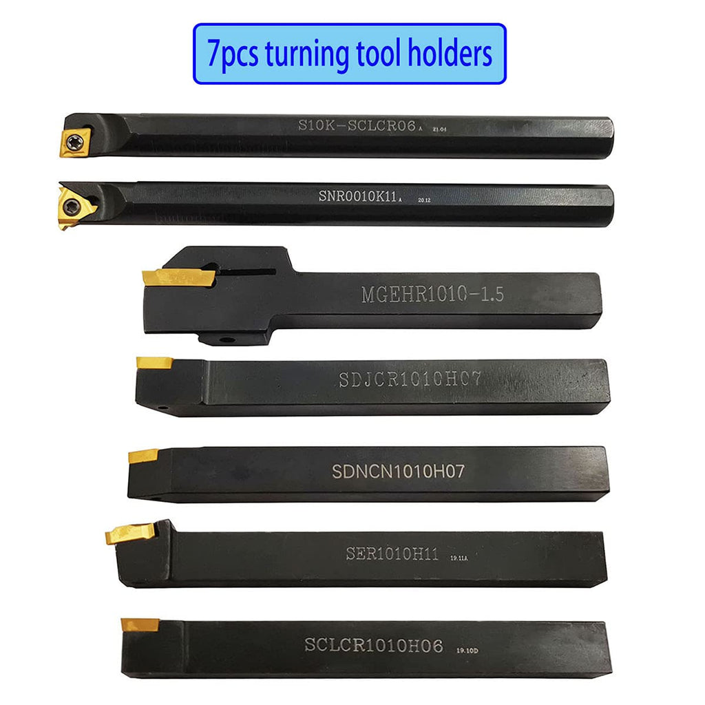 21 Pcs 10mm Shank Carbide Lathe Turning Insert Tool Holder Bit Set L809