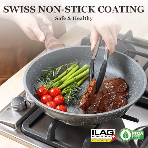 Nonstick Ceramic Frying Pan Skillet with Lid, 12.5 Inch U210