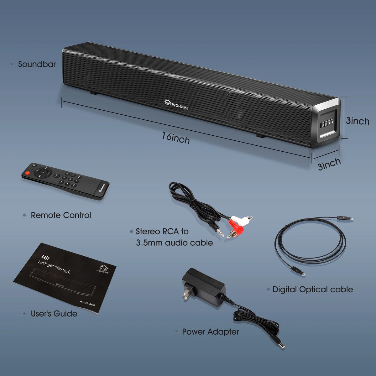 16-Inch 50W Soundbar with Bluetooth 5.0 and Subwoofer M970
