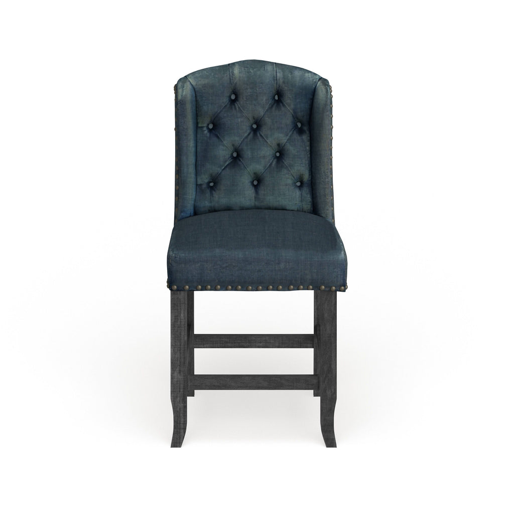 Dark Blue Counter Height Stool Set of 2 A4397