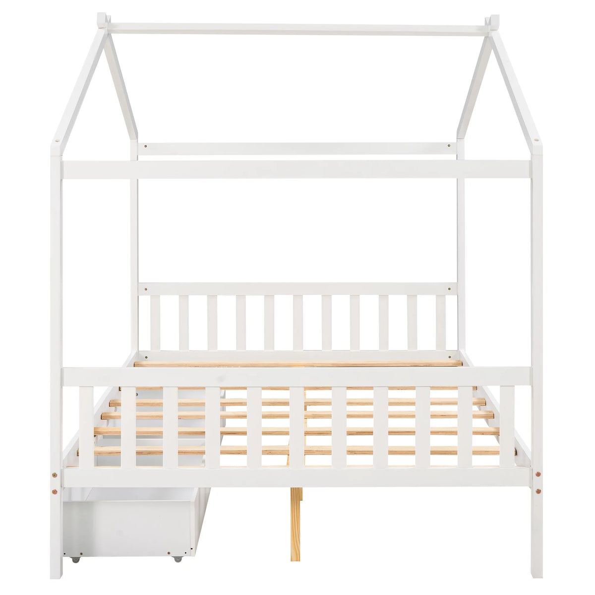 White Full Size Platform Bed with Two Drawers C995