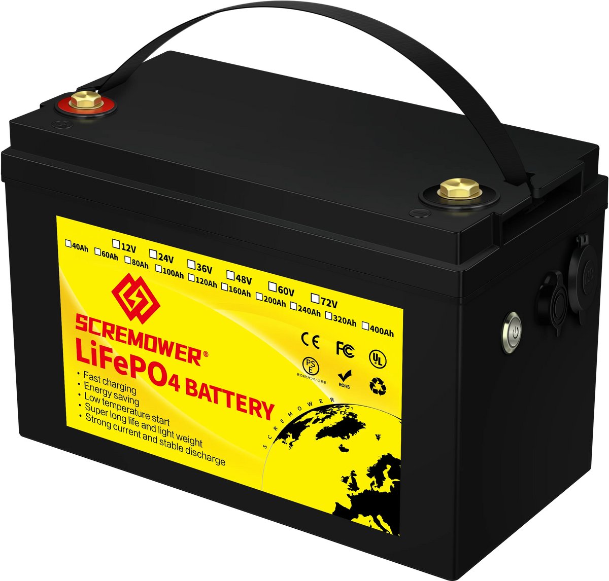 12V 100AH LiFePO4 Lithium Battery with 100A BMS J571571