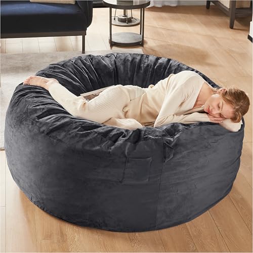 Charcoal Grey 4 FT Machine Washable Mink Bean Bag Chair H7559